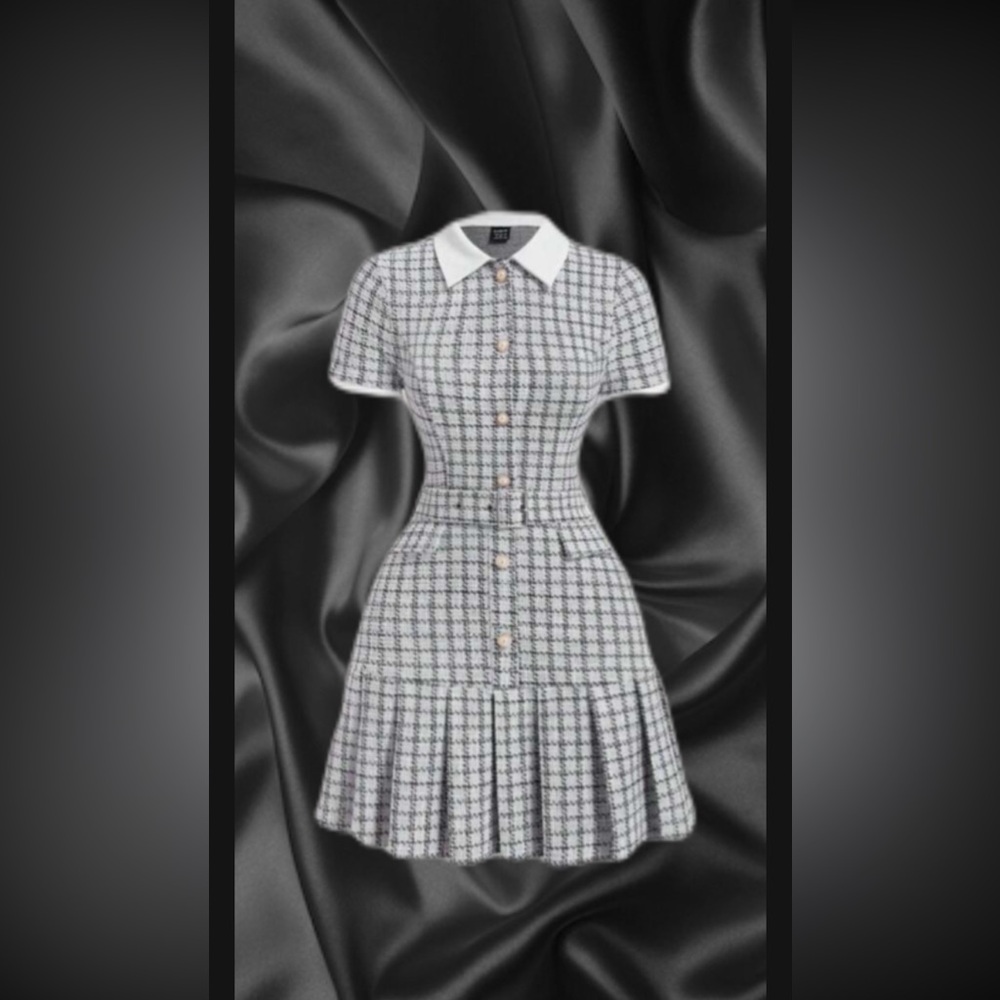 Plaid Patchwork Pleated Dress